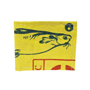 Upcycling - klassische Geldbörse aus recycelten Fischfuttersäcke leuchtgelb