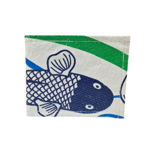 Upcycling - klassische Geldbörse aus recycelten Fischfuttersäcke weiss