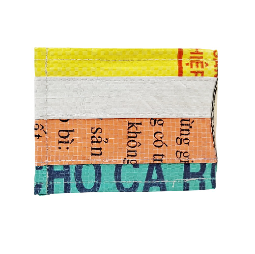 Upcycling - kompakte Geldbörse aus recycelten Säcke Patchwork Tiger