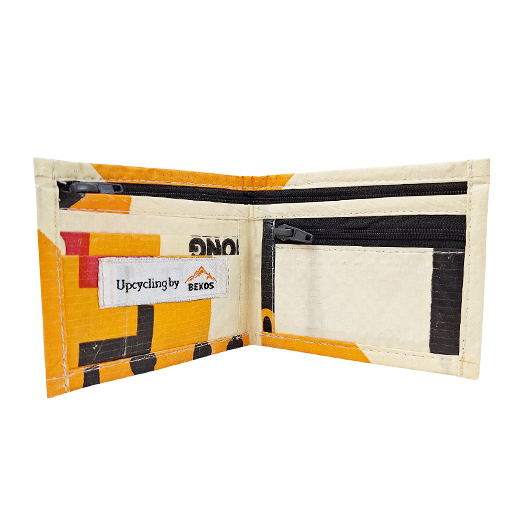 Upcycling - kompakte Geldbörse aus recycelten Zementsäcke Camel