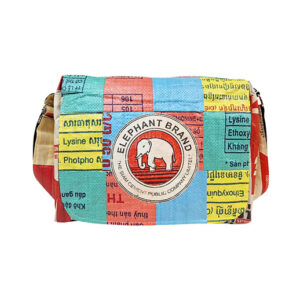 Upcycling - Umhängetasche aus recycelten Säcke Patchwork Elephant