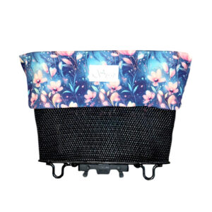 Velokorbabdeckung aus Softshell – upgecycelt & vielseitig - Blumen pink