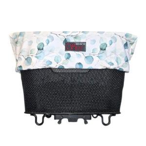 Velokorbabdeckung aus Softshell – upgecycelt & vielseitig - Weiss mit Blätter