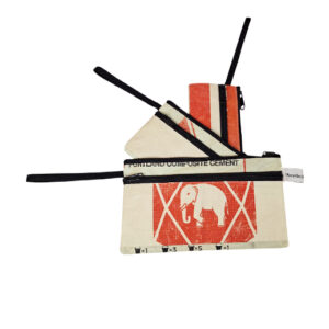 Upcycling - Etui 3er-Set aus recycelten Zementsäcke Elephant creme