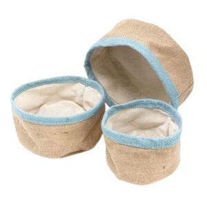 3er-Set Körbe aus Naturjute - hellblau Teal
