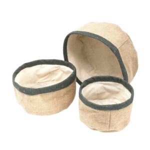 3er-Set Körbe aus Naturjute - Holzkohle