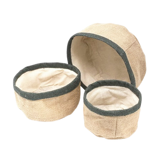 3er-Set Körbe aus Naturjute - Holzkohle