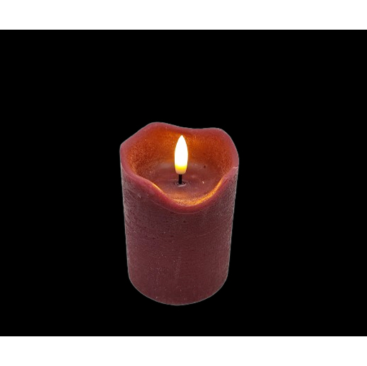 LED-Echtwachskerze "3D-Flamme" mit Timer rot S