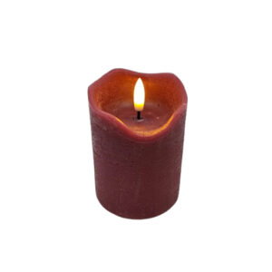 LED-Echtwachskerze "3D-Flamme" mit Timer rot S