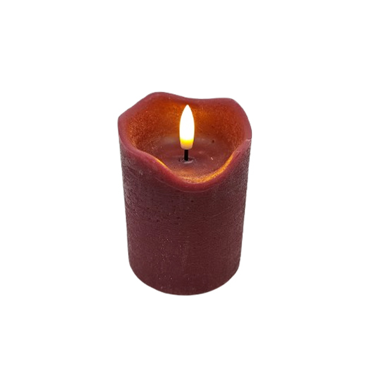LED-Echtwachskerze "3D-Flamme" mit Timer rot S