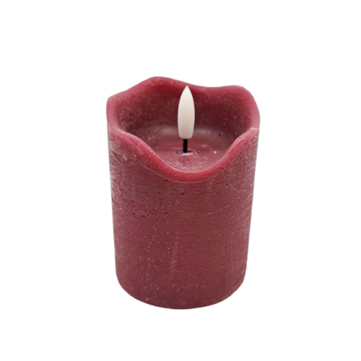 LED-Echtwachskerze "3D-Flamme" mit Timer rot S