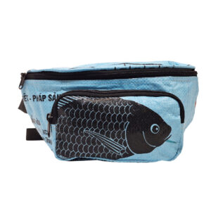 Upcycling - Bauchtasche aus recycelten Fischfuttersäcke blau