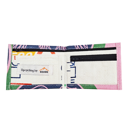Upcycling - kompakte Geldbörse aus recycelten Futtersäcke Adler pink