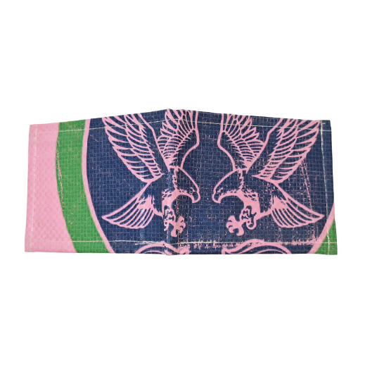 Upcycling - kompakte Geldbörse aus recycelten Futtersäcke Adler pink