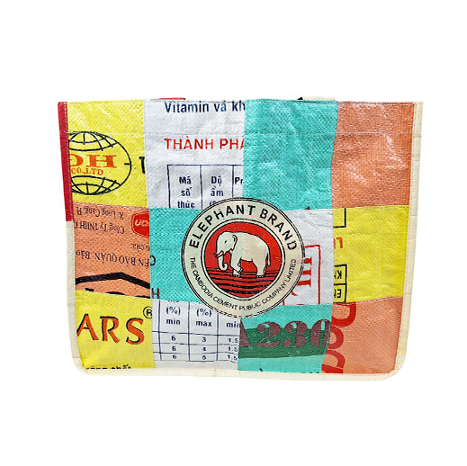 Upcycling - Tasche Sigi aus recycelten Säcke Patchwork Elephant