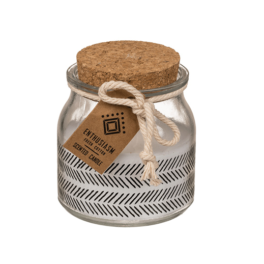 Duftkerze Fresh Cotton im Glas mit Korkdeckel