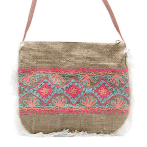 Jute Tasche mit Sommermuster bestickt