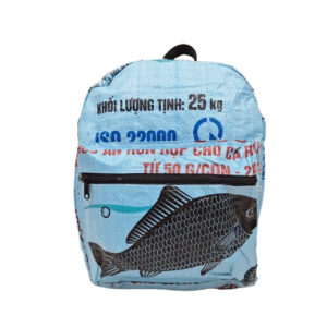 Upcycling - City Rucksack aus recycelten Fischfuttersäcke blau