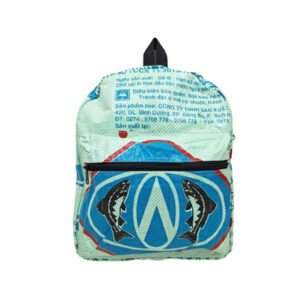 Upcycling - City Rucksack aus recycelten Fischfuttersäcke light green