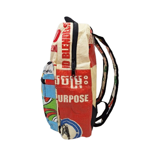 Upcycling - City Rucksack aus recycelten Säcke Patchwork Elephant