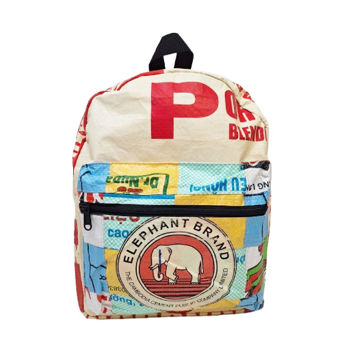 Upcycling - City Rucksack aus recycelten Säcke Patchwork Elephant