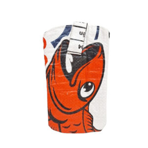 Upcycling - Handy - Hülle mit Zuglasche aus recycelten Fischfuttersäcke roter Fisch L