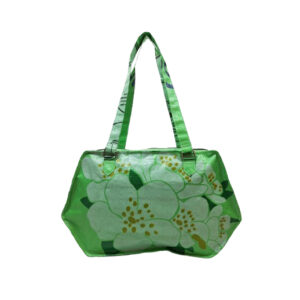 Upcycling - edle Handtasche aus recycelten Reissäcke Blume grün