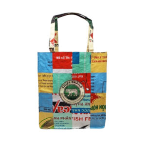 Upcycling - Grosser Shopper aus recycelten Säcke Patchwork Tiger