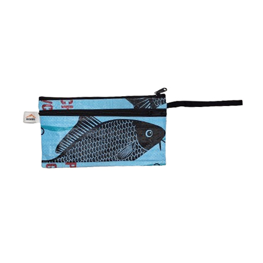 Upcycling - Etui 3er-Set aus recycelten Fischfuttersäcke blue