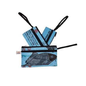 Upcycling - Etui 3er-Set aus recycelten Fischfuttersäcke blue