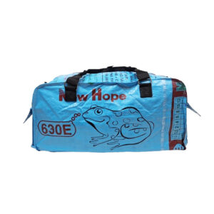 Upcycling - Extra grosse Sporttasche aus recycelten Futtersäcke Frosch blau