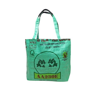 Upcycling - Grosser Shopper XL aus recycelten Futtersäcke Frosch grün