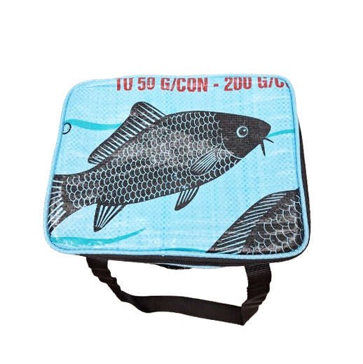 Upcycling - Lunchbag aus recyceltem Fischfuttersack blau