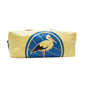 Upcycling – Schreibzeug-Etui aus recycelten Futtersäcke Storch gelb