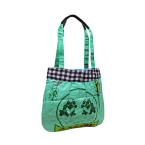 Upcycling - Tote Bag mit Kroma aus recycelten Futtersäcke Frosch grün