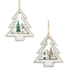 Baumschmuck Holz Tannenbaum Reh & Hirsch – 2er-Set