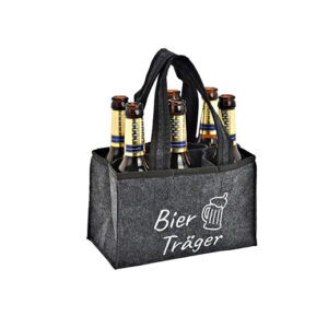 Bier Träger - die graue Flaschenträgertasche aus Filz