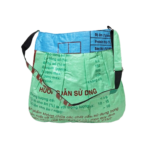 Upcycling - Edle Handtasche in Tote-Bag-Form aus recycelten Fischfuttersäcke leuchtgrün