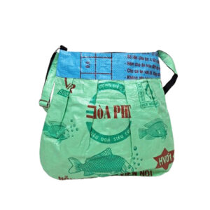 Upcycling - Edle Handtasche in Tote-Bag-Form aus recycelten Fischfuttersäcke leuchtgrün