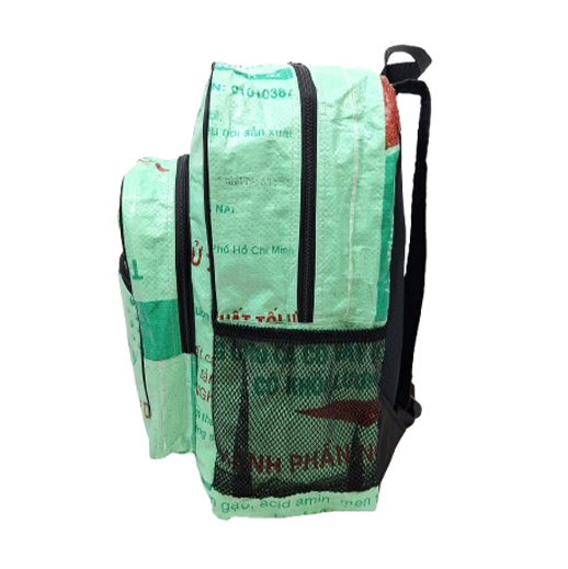 Upcycling - Grosser Rucksack aus recycelten Fischfuttersäcke leuchtgrün