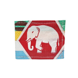 Upcycling - kompakte Geldbörse aus ecycelten Säcke Patchwork Elefant