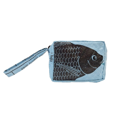 Upcycling - Mini Organizer aus recycelten Fischfuttersäcke blau