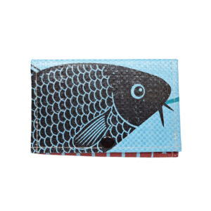 Upcycling - praktische Geldbörse aus recyceltem Fischfuttersacke blau