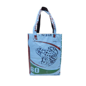 Upcycling - Shopper Small aus recycelten Futtersäcken Frosch blau