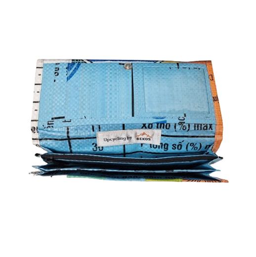 Upcycling - stilvolle Damengeldbörse aus recycelten Säcke Patchwork Elephant Brand