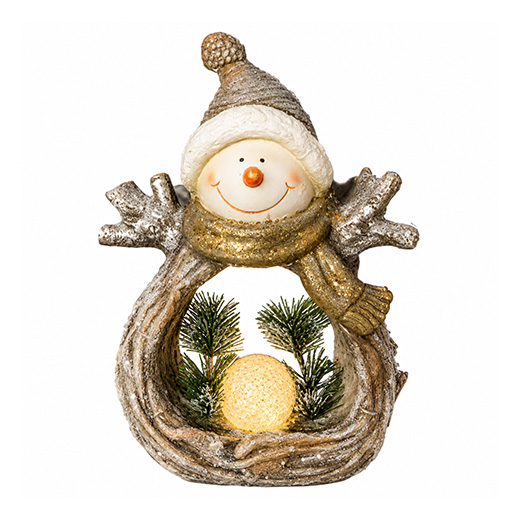 Grosser Weihnachtsmann mit Glitzer und LED-Schneekugel – 41 cm
