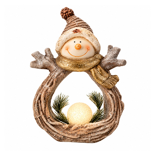 Grosser Weihnachtsmann mit Glitzer und LED-Schneekugel – 41 cm