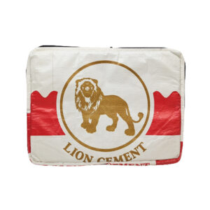 Upcycling - Laptoptasche aus recycelten Zementsäcke goldiger Löwe