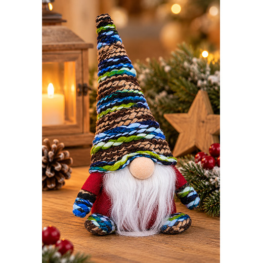 Weihnachtsgnom mit bunter Wollmütze – 20 cm