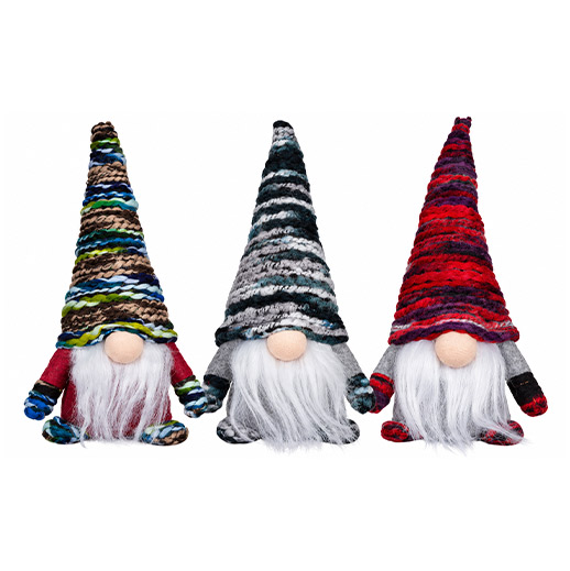 Weihnachtsgnom mit bunter Wollmütze – 20 cm